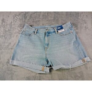 Old Navy High Rise Slouchy Straight Denim Shorts Size 14 With 5" Inseam Cuffed